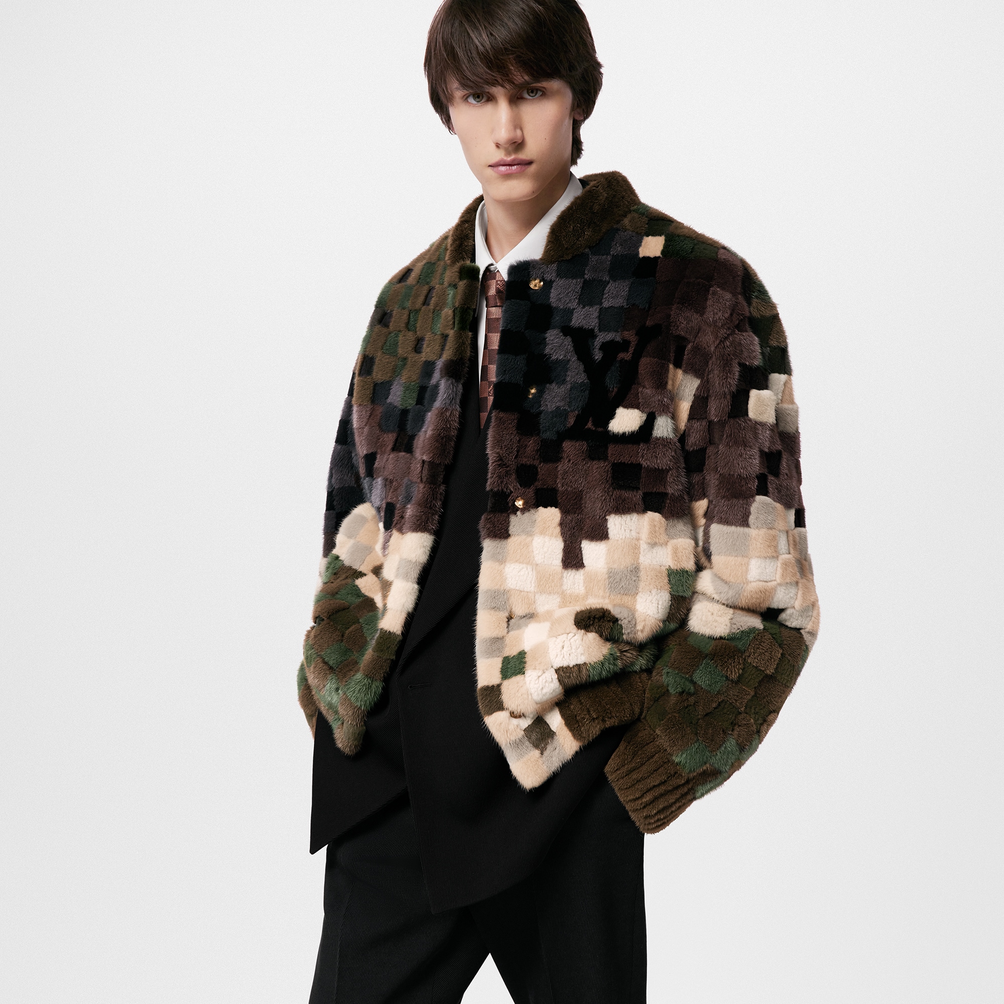 Mink Damier Intarsia Blouson - Luxury Multicolour | LOUIS VUITTON